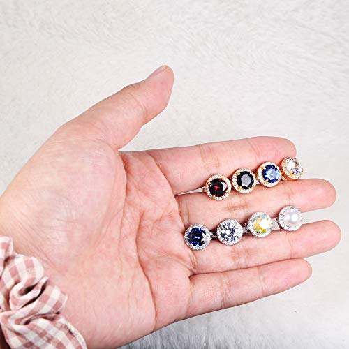 Loyallook 8Pairs Round Clip Earrings For Women Faux Pearl Cubic Zirconia Non Piercing Clip On Earrings Fashion Mixed Color Non Pierced Earrings Set #TOP6