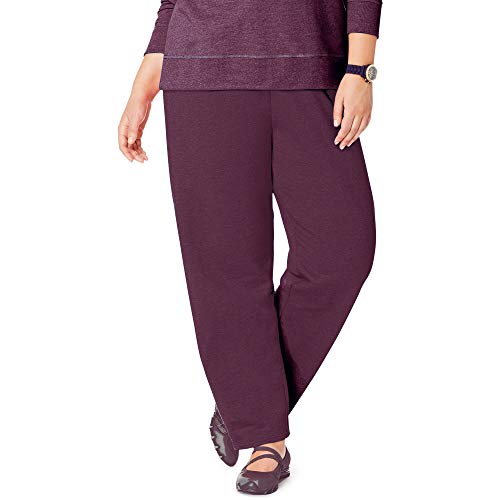 JUST MY SIZE Women's Petite Length Fleece Sweatpants, Plum Port, 1X