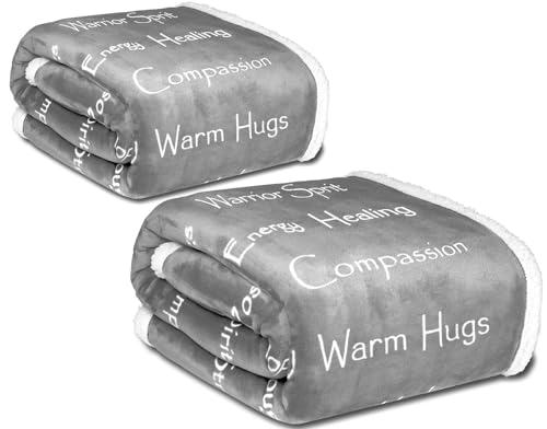 WOLF CREEK BLANKET - Compassion Blanket (Brand)- Strength Courage Super Soft Warm Hugs, Get Well Gift Blanket Plush Healing Thoughts Positive Energy Love & Hope (~Gray 2X, 50 x 65 Sherpa)