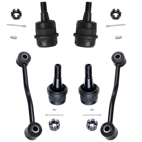 Image of Detroit Axle - Front End 15pc Suspension Kit for 99-04 Jeep Grand Cherokee 1999 2000 2001 2002 2003 2004, Upper & Lower Control Arms Ball Joints Sway Bars Outer Tie Rods Adjusting Sleeve Replacement