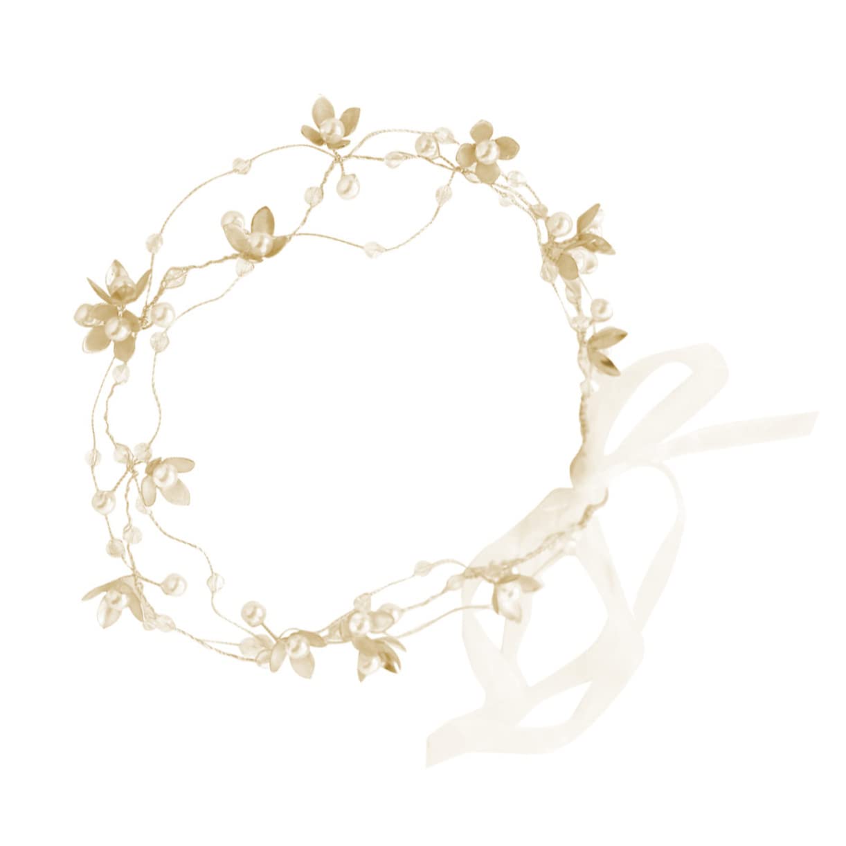 FRCOLOR 3piezas Diadema De Flores Doradas Para Novia Accesorio De Cabello Perlas y Cristales Tocado Elegante Para Bodas Especiales