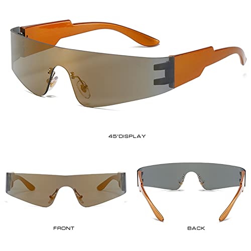 EQNSMDTGZ Okulary Przeciwsłoneczne Damskie Okulary Przeciwsłoneczne Sportowe Na Zewnątrz Odblaskowe Hip-Hop Vintage Spersonalizowane, złote, 70AA