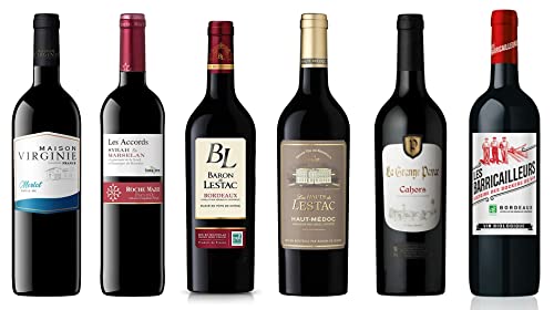 Coffret Cadeau Dégustation - Découverte Vin Rouge Prix Plaisir - Lot de 6 bouteilles x 75 cl