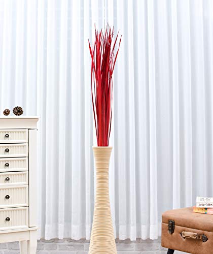 Image of Leewadee Tall Vase Filler , Natural Grass Stems - 2 Bunches of Colored Branches for Vases, Carefully Dried Twigs for Home and Bar Decoration, 45 inches, Red