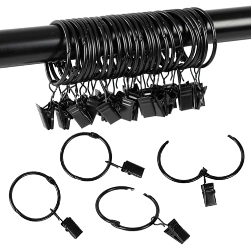 Openable Curtain Rings with Clips,3inch Inner Diameter,Heavy Duty Rustproof Metal