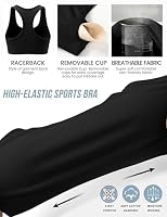 Buauty Sports Bras for Women with Support, Double Lined Padded Push Up Compression Bralettes with Built Workout Bras, Pull Over Yoga Gym Athletic Molded Cup Black L — image 6