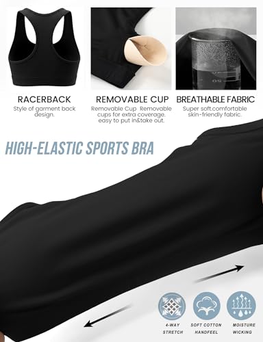 Image of Buauty 2 Packs Sports Bras for Women, Medium Support Sport Bras Push Up Yoga Racerback Bra, Gym Fitness Athletic Bra