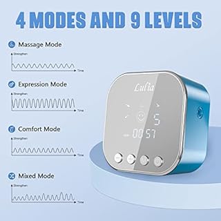 Lulia tire-lait électrique double, portable, aspiration puissante, indolore, avec 2 tailles de bride, 4 modes et 9 niveaux, lait, super silencieux, rechargeable (bleu)