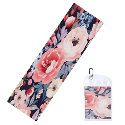Woshuwo Toallas de enfriamiento con diseño floral rosa para cuello y cara, 40 x 12 pulgadas, trapos suaves y transpirables, para deportes, yoga, golf, gimnasio