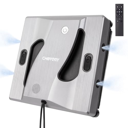 CHOVERY CL-4 Fensterputzroboter mit 4 Sprühdüsen, 6000 Pa Fensterroboter mit 5,0 Al Intelligenter Navigation, 65 dB Geräuscharmer Fensterputzer Roboter für gerahmte/rahmenlose Oberflächen