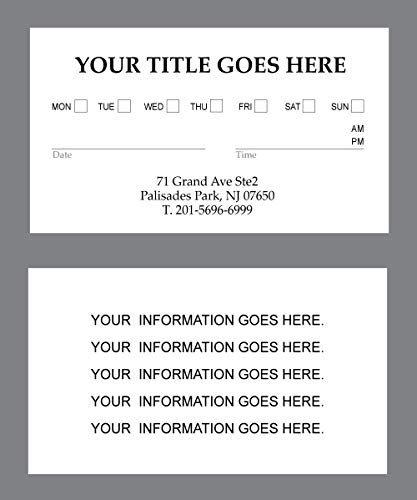 Custom Appointment Business Cards - (250pcs to 2,500pcs) - Appointment reminder card on Front, Your business card info on backside - Made in The USA - Thumbnail 3