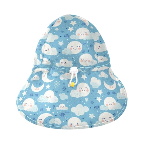 Boho Blue Simple Toddler Baby Beach Hat Boys Beach Bucket Hats Toddler Girl Sun Protection Large Brim Travel Essentials3