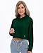 milanpavilion Women's Drawstring Cropped Hoodie Casual Plain Fashion Hoodies Workout Crop Tops Sweatshirt Long Sleeve Top Green