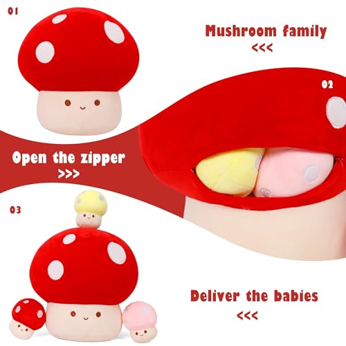 Image of WeBingo Mushroom Plush Pillow 4PK, 12 in Mushroom Decor Stuffed Animal Toy | Giant Soft Stuffy for Girl Boy Adult Birthday Christmas Valentine's Day Gifts