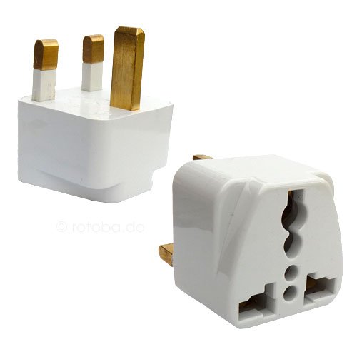 Connettore a hembra adaptador de viaje: Alemania >> Connettore: Inglaterra Reino Unido