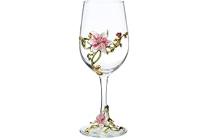 Simcat Handmade Painted Enamel Flower Glass Wine Glasses for Elegant Dining