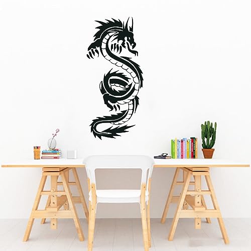 Vinilo Decorativo Dragón Asiático 22x10 pulgadas Negro miniatura 3