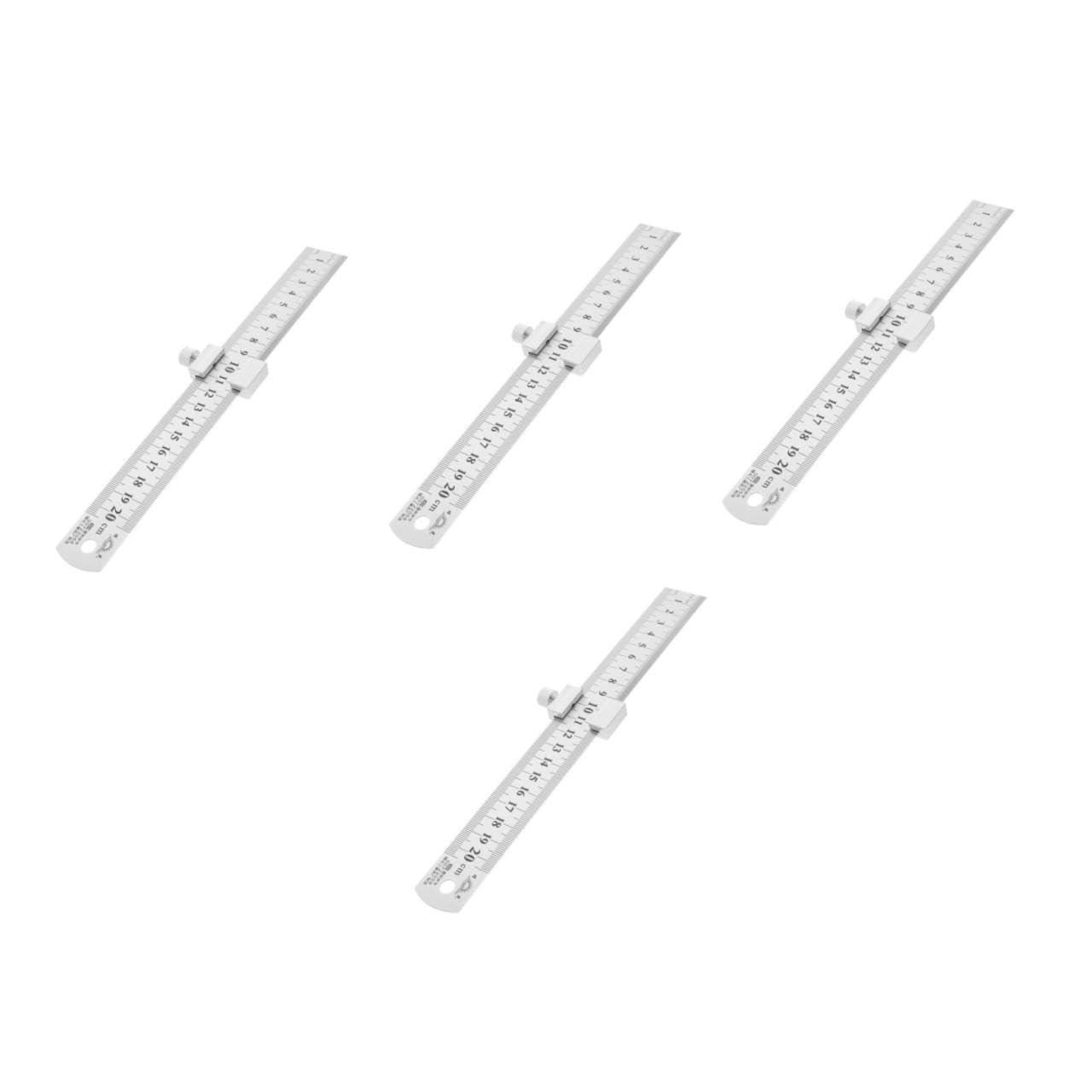 DOITOOL 4 Ensembles Règle Acier Inoxydable avec Bloc de Positionnement Règle Métallique Multipurpose Antirouille pour Ingénieurs Menuisiers et Architectes et Portable