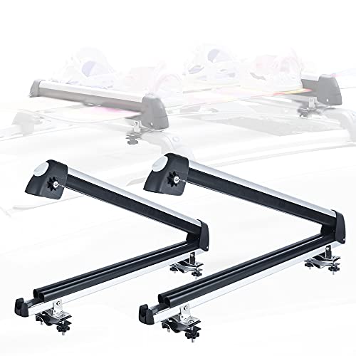 GPT RACK 33'' Ski & Snowboard Racks, Aluminum Universal Ski Roof Rack Fits for 6 Pairs of Skis Or 4 Snowboards, Ski Roof Carrier Fits for Most Vehicles Equipped Crossbars