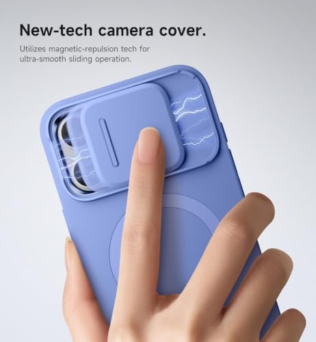 Image of SURITCH for iPhone 16 Pro Max Case with Magnetic Camera Slide Cover and Adjustable Kickstand, Compatible with MagSafe, Shockproof Bumper Case Slim Protective Cover 6.9 Inch, Starlight Blue