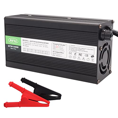 58.4V 10A Charger 48V LiFePO4 Battery Charger for 16S 48V LiFePO4 Battery Pack Smart Charger Full with Alligator Clip Connector