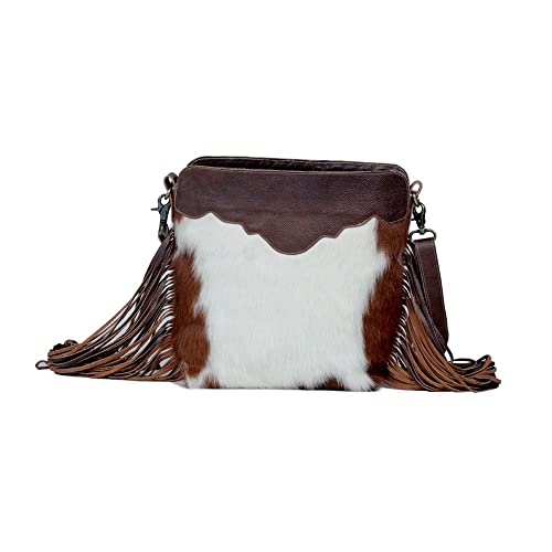 Myra Bag Western Leather Crossbody Bag for Women - Upcycled Canvas Shoulder Bag with Tassels Cutesy Cactus3