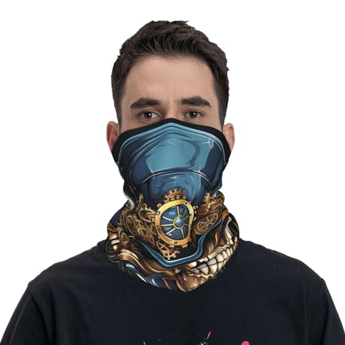 Balaclava Vintage Steampunk Oro con Diseño de Calavera para Mujer y Hombre, Mascarilla de Cuello Elástica Transpirable, Ideal para Motocicleta, Ciclismo, Esquí y Fiesta, Blanco miniatura 2
