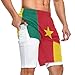 Short de sport 2 en 1 avec poches pour homme Motif drapeau du Cameroun - Multicolore - L