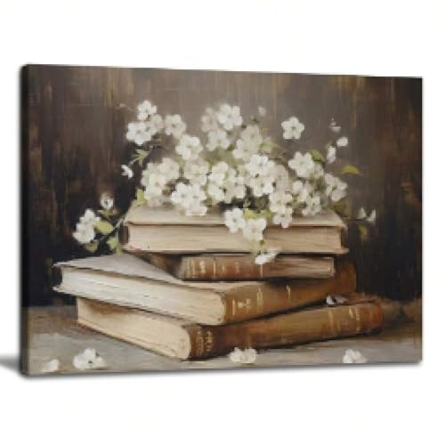 Affiche vintage florale sur toile 60x90 cm avec cadre pour salon