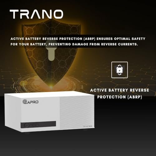 Image of EAPRO TRANO 1100S 975VA Home UPS Inverter with Solar Charging - Pure Sine Wave Technology, Reliable Power Backup | White | 36 Months Manufacturer Warranty