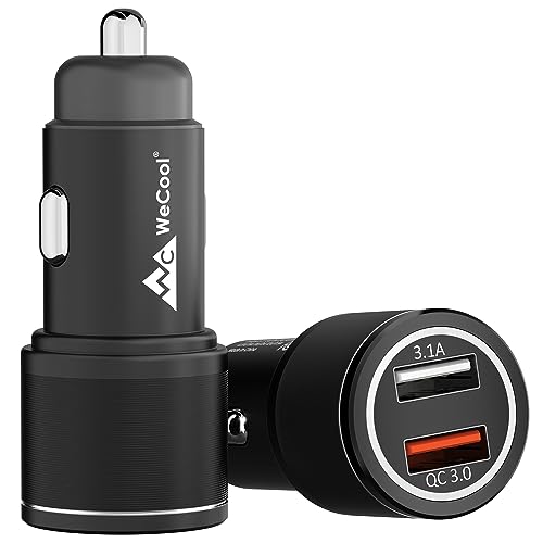 WeCool Smart CH2 36W Metalic Car Charger with Fast Charging Dual Output,Qualcomm Certified QC 3.0 and USB A 3.1A,Compatible with Smartphones,Tablet, and Other USB Devices