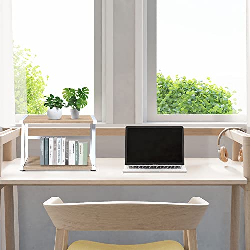 Bettahome 2 Tier Desktop Printer Stand With Storage Shelf, Heavy Duty, Ideal For Small Spaces, Light Wood Color Bt022B #TOP4
