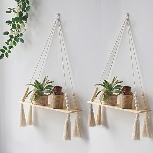 Macrame Wall Hanging Shelf 2 Tier Plant Shelf Plant