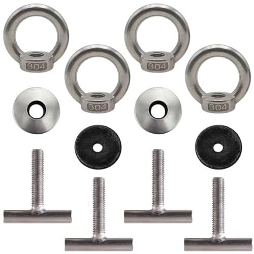 Twowinds - Kit Sujeción Carga al Riel 7e5883189a Compatible con VW T5 T6 Multivan Transporter California Caravelle - Argolla de Fijación, Anclaje Mercancía en Carril, Amarre Equipaje Seguro (set de 4)