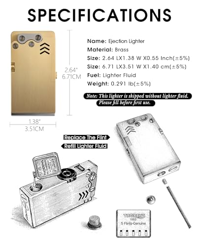 Encendedor Thorens clásico recargable de bronce dorado miniatura 6