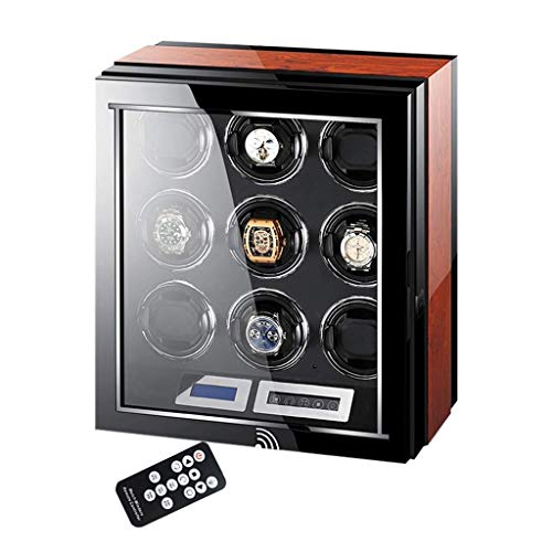 Reloj automático Winder pantalla táctil LCD Super Silencioso Motor madera Piano acabado con Control remoto y Led elegante escaparate, 9+0