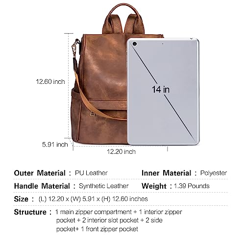 image for CLUCI Leather Backpack for Women Anti-theft Fashion Ladies Travel Back