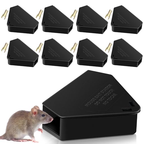 Image of 8 Pack Mouse Bait Station Indoor Outdoor,Reusable Mice Bait Box with 8 Keys,Weather Resistant Mice Bait Station for Kitchen,Basement,Garage,Garden,Mouse Traps for Home Protection(Bait Not Included)