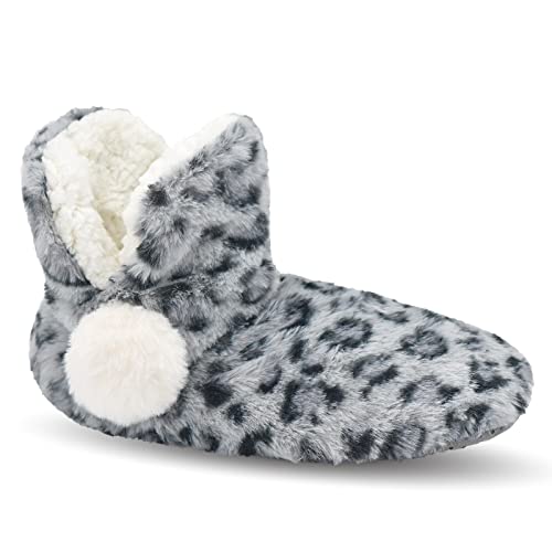 Image of Keyela Womens Non-Slip Sole Slipper Socks, Fluffy Winter House Booties | Ultra soft fuzzy warm indoor house slippers Non-skid bottom for safe walking Cozy winter footwear for ladies