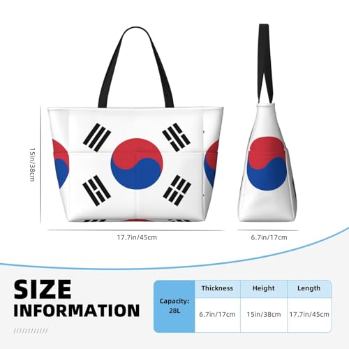 Flag of Republic of Korea Print 28L Beach Tote Bag, Water-resistant Travel Tote, Lightweight Gym & Camping Carryall4
