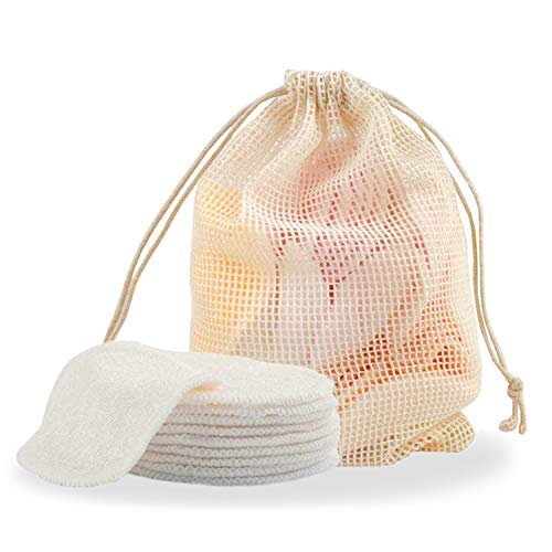 LABOTA Reusable Makeup Remover Pads, 24 Packs-Reusable Facial Pads, Washable Eco-friendly Organic Bamboo Cotton Rounds for all skin types with Cotton Laundry Bag
