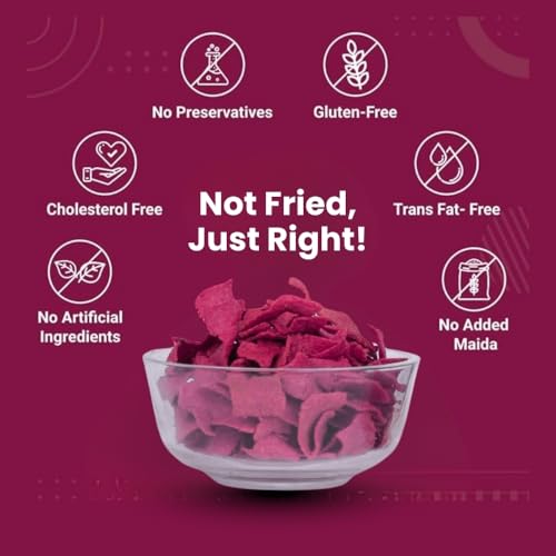 Image of Snaaqz Beetroot Masala Chips Combo | Pack of 2 (150g each) | Double Crunch | High Protein, Vegan, Gluten Free, No Palm Oil, Baked Healthy Snack Made with Real Beetroot & Natural Spices