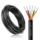 DEKIEVALE 16 Gauge 6 Conductor Electrical Wire, 10FT 16AWG Black PVC Stranded Tinned Copper 6 Wire C