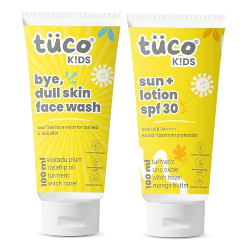 Image of Tuco Kids Face Wash (100ml) & Sunscreen Lotion SPF 30 (100g) | Ages 2-5, 5-10, 10-15 | Paraben & Sulphate Free | Combo Pack of 2