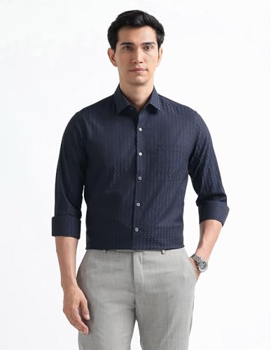 Image of Arrow Checked Slim Fit Mens Formal Shirt - Cotton, Breathable & Comfortable, Full Sleeves Shirts for Men