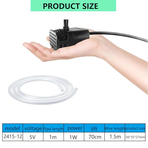 Image of 2Pcs USB Mini Fountain Pump,DC 5V 0.7W Mini Submersible Pump with Filter,Suitable for Small and Medium-Sized Aquariums,Desktop Fountain Pumps,Ponds,Hydroponic Pumps (black + white)