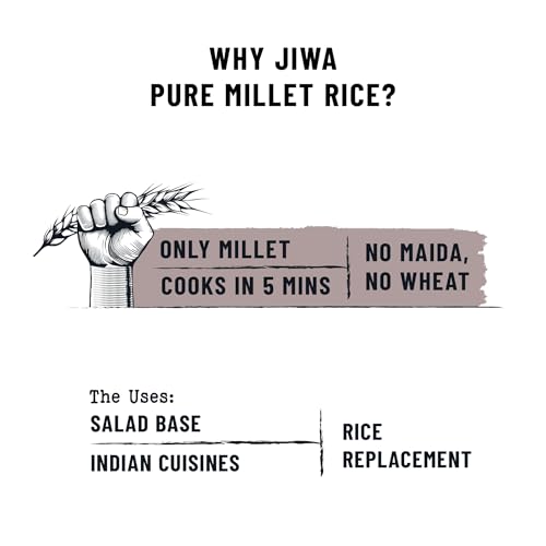 Image of Jiwa Pure Jowar Millet Rice | 500 G | Cooks in 5 Minutes | Ready to Cook | 100% Millet | No Maida, No Atta | Gluten Free (Pack of 2)