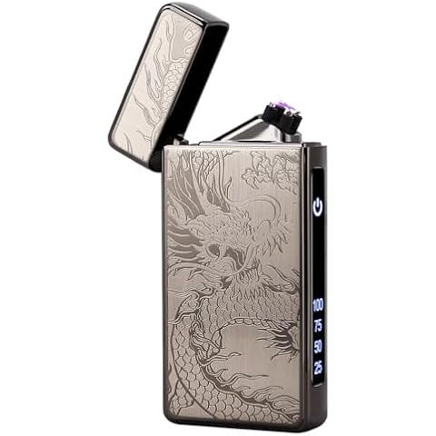 Kivors Electronic Lighter Plasma Arc USB Rechargeable with LED Battery Indicator Windproof Flameless Metal Dragon Lighter for Camping Hiking Business Cover
