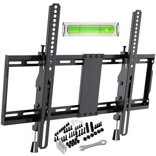 Support Mural TV pour Téléviseurs LCD LED Plasma Plats/Incurvé de 32 à 85 Pouces, Support Mural Inclinable avec Max VESA 600x400 mm Charge 50 kg Niveau à...