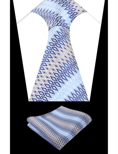 Image of Alizeal Mens 3.15'' Gradient Novelty Pattern Tie Set with Pocket Square Casual Color Tie Set